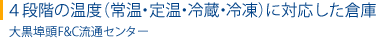 ４段階の温度（常温・定温・冷蔵・冷凍）に対応した倉庫 大黒埠頭F&C流通センター